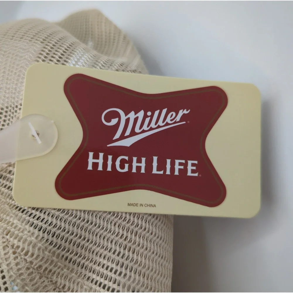 Miller High Life Bass Fishing Trucker Hat Olive Green Tan Snapback Rope Cap NEW